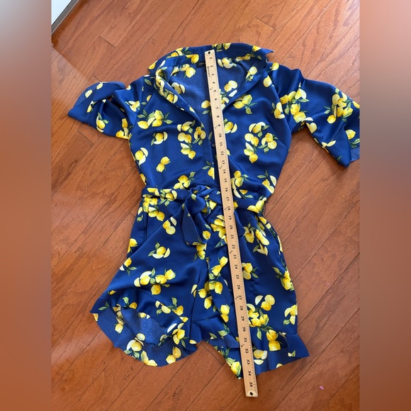Banana Republic Navy Lemon Print Shorts Romper with Pockets - Picture 5 of 6